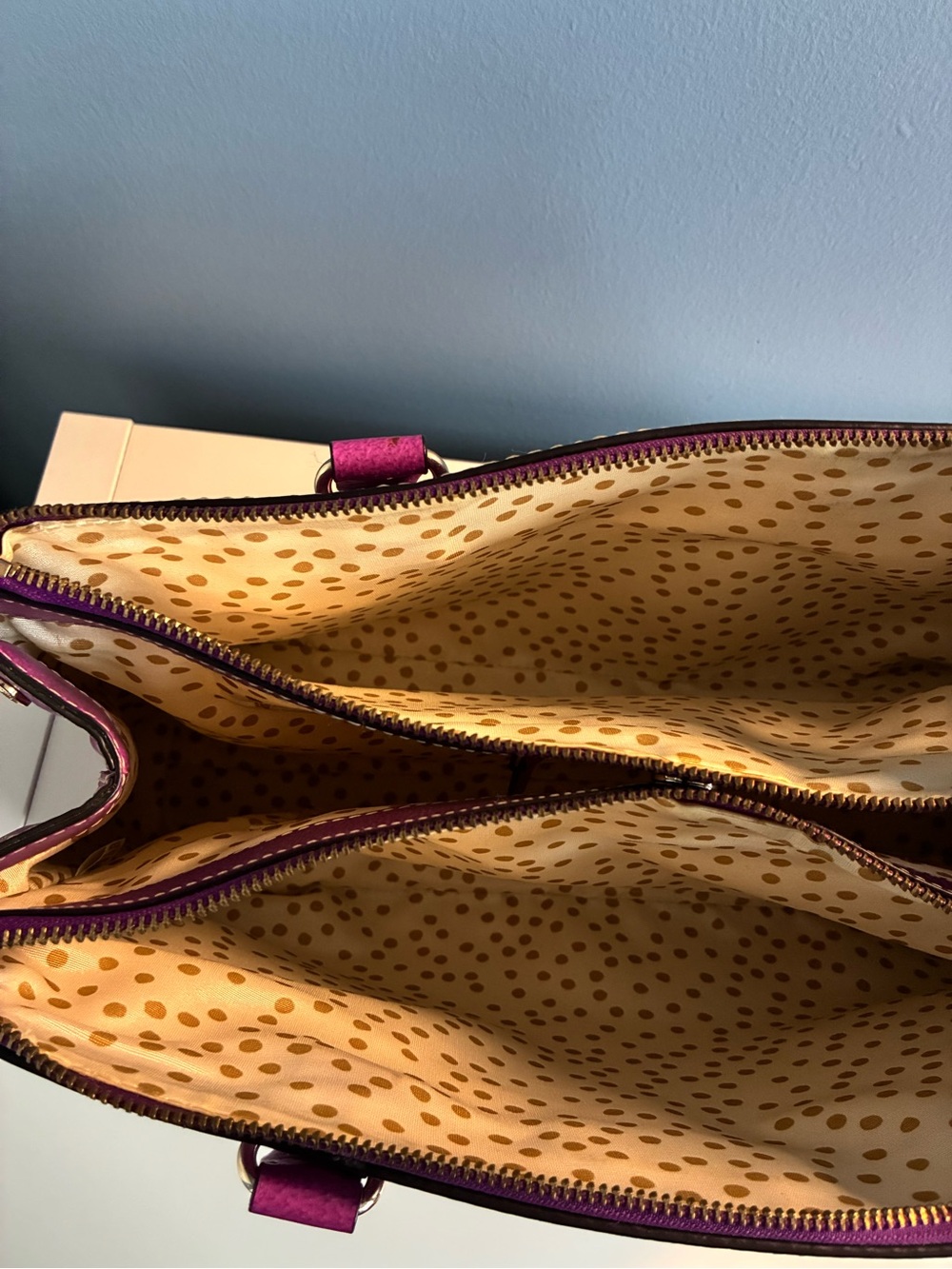 Kate Spade Fuchsia Leather Satchel with Gold Hardware - Picture 7 of 9